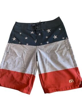 Travis Mathew Boys Golf Shorts - Red, Grey and Blue